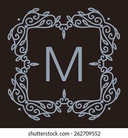 Luxury, simple  and elegant monochrome  Vector  abstract monogram or logo template in line style - graphic design elements