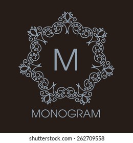 Luxury, simple  and elegant monochrome  Vector  abstract monogram or logo template in line style - graphic design elements