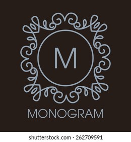 Luxuriöse, einfache und elegante monochrome Vektorgrafik-Monogramm- oder Logo-Vorlage im Linienstil - grafische Designelemente