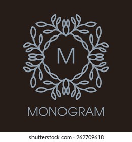 Luxury, simple  and elegant monochrome  Vector  abstract monogram or logo template in line style - graphic design elements