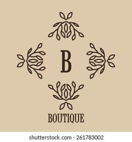 Luxury, simple  and elegant   Vector set of abstract frames and logo templates in line style - graphic design elements