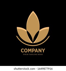 Luxury simple flower logo on black background