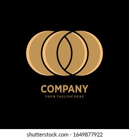 Logotipo de flor simple de lujo sobre fondo negro
