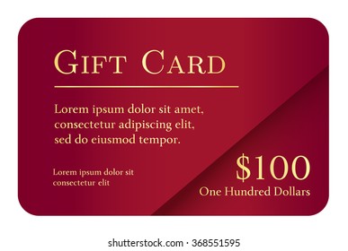 Luxury simple gift card in red color with golden text
