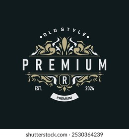 luxo simples linha ornamento decoração logotipo design com vintage modelo de ilustração retro
