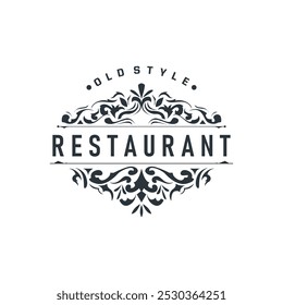luxury simple line ornament decoration logo design with vintage retro illustration templet