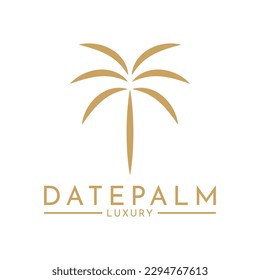 Luxury simple minimalist date palm gold logo design template