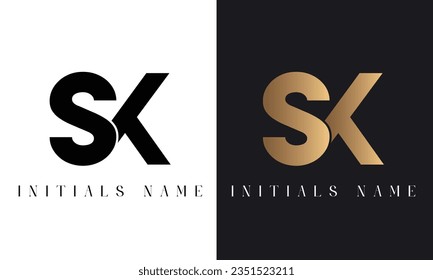 Luxury SK or KS Initial Monogram Text Letter Logo Design