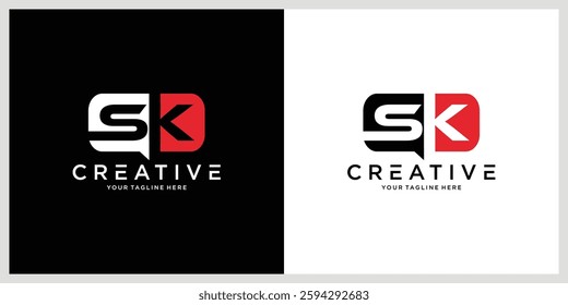 Luxury SK or KS Initial Monogram Text Letter Logo Design