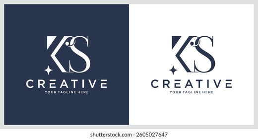Luxury SK or KS Initial Monogram Text Letter Logo Design