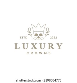 luxury skull with horn logo design