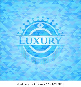 Luxury sky blue emblem with triangle mosaic background