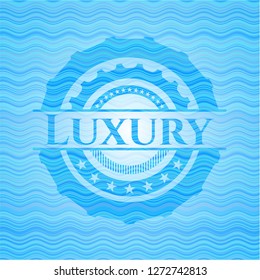 Luxury sky blue water badge background.