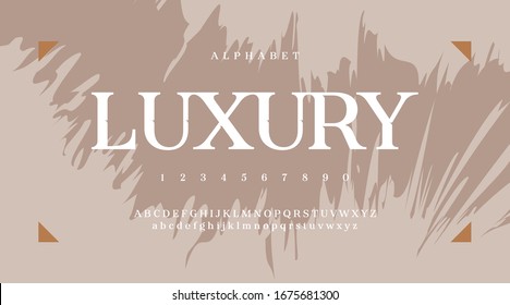 Luxury smooth classic minimal typeface typo typography modern alphabet font. uppercase lowercase and number. Vector illustration.