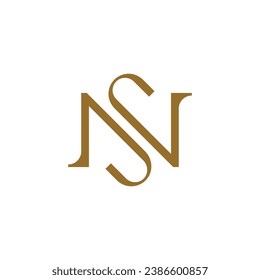 luxury SN or NS monogram letter gold logo design