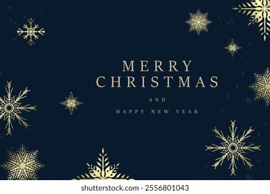 Luxury snow flakes frame for Christmas and New Year with small snow flakes, vector illustration, and A banner of premium Christmas concepts, Luxury post card frame for Christmas, Happy New Year vector