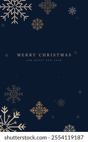 Luxury snow flakes post card frame on blue background. A premium Merry christmas concepts for banner, card, backdrop luxury design art decoration for greeting card template.