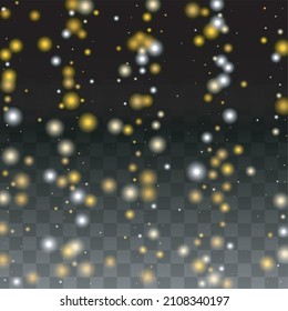 Luxury Snowfalls Design for Banner, Poster, Template, Card, Web, Advertisement, Party or Disco Print. Shiny Circles of Light.