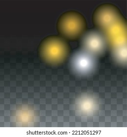 Luxury Snowfalls Design for Banner, Poster, Template, Card, Web, Advertisement, Party or Disco Print. Bokeh Abstract Twinkly Lights.