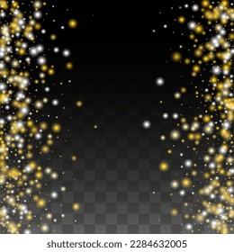 Luxury Snowfalls Design for Banner, Poster, Template, Card, Web, Advertisement, Party or Disco Print. Bokeh Abstract Twinkly Lights.