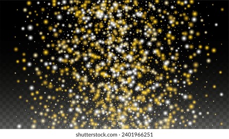Luxury Snowfalls Design for Banner, Poster, Template, Card, Web, Advertisement, Party or Disco Print. Bokeh Abstract Twinkly Lights.