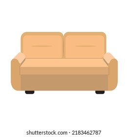 luxury sofa with cushions,comfortable seat,simple sofa front view.home,office sofa vector illustratin.