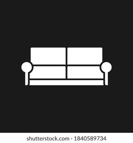 Icono de lujo Sofá aislado en el fondo negro. Sofá para sala. Diseño plano