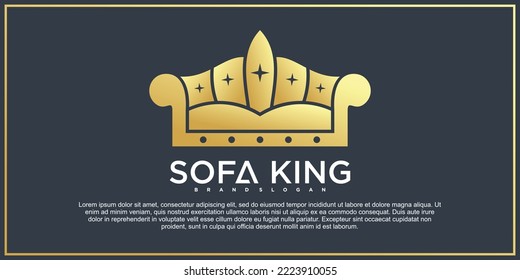 Luxussofa-King-Logo-Design-Vorlage mit goldenem Farbverlauf-Konzept Premium Vektor