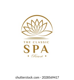 Luxury Spa Resort Logo. With Flower Icon. Premium, Elegant, Classic, and Vintage Logo Template