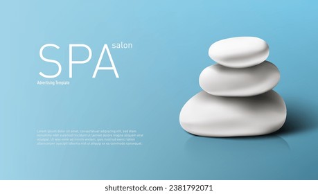 Luxury Spa Salon Advertising Template With White Spa Stones. EPS10 Vector