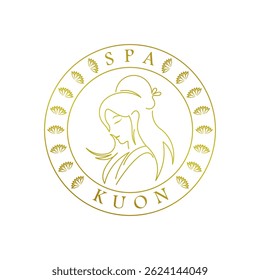 Luxury Spa Woman Golden Profile Circle Design