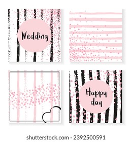 Luxury Sparkle. December Particles Set. Rose Branding Stardust. Pink Splatter Card. White Xmas Brochure. Golden Minimal Art. Abstract Element. Stripe Luxury Sparkle