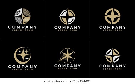 Luxury sparkling star logo branding set