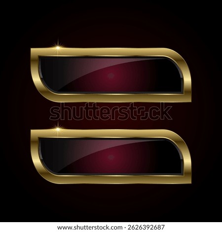 A Luxury special shape buttons. Set of two web steel buttons, symbols, elements, on background color black vector, illustration button design