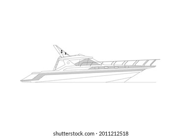 Luxury speed boat sketch vector design
