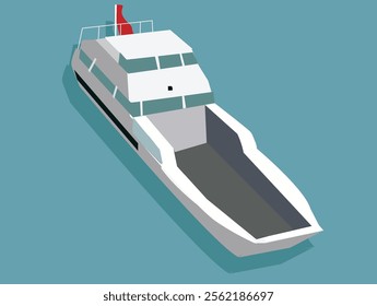 Luxury speedboat semi flat vector illustration.