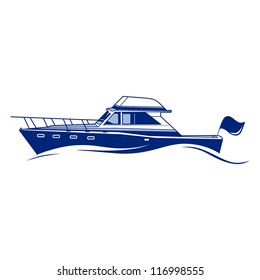 Luxury Speedboat Yacht. Fully Editable Vector Illustration