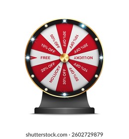 Luxury spinning fortune wheel, lucky roulette, online promotion events, vector illustration