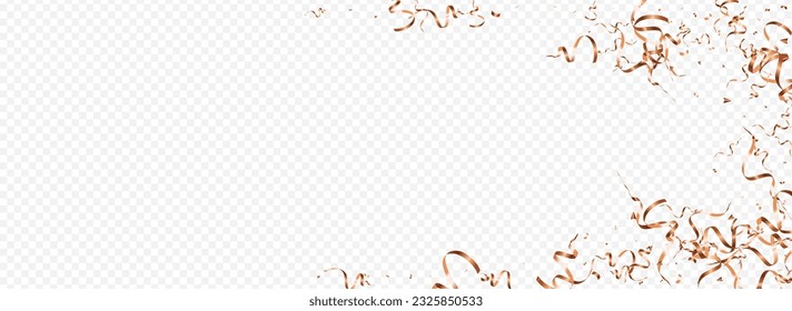 Luxury Spiral Festive Vector Panoramic Transparent Background. Celebration Serpentine Branch. Confetti Flying Design. Golden Falling Poster.