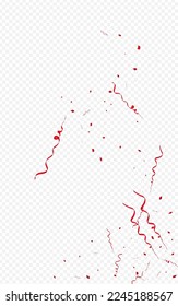 Luxury Spiral Party Vector Transparent Background. Abstract Ribbon Template. Confetti Isolated Design. Burgundy and Golden Celebration Branch.
