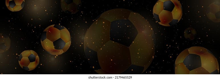 Luxury sport background with golden dots and soccer balls. Vector banner design