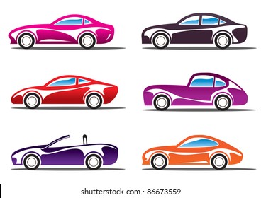 Luxury sport cars silhouettes - vector illustration