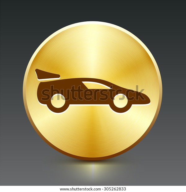 Luxury Sports Car on Gold\
Round Button