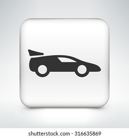 Luxury Sports Car on White Square Button