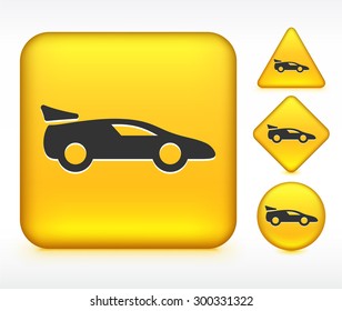 Luxury Sports Car on Yellow Multi Shape Buttons