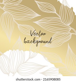 Luxury square banner with elegant  floral shapes, gold texture on beige background. Vector for social media stories and post, invitation, greeting card, packaging, branding design,
poster, cover