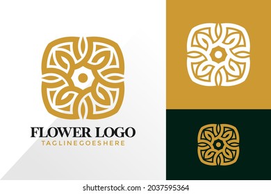 Luxury Square Flower Logo Design, Abstract Logos Designs Concept for Template