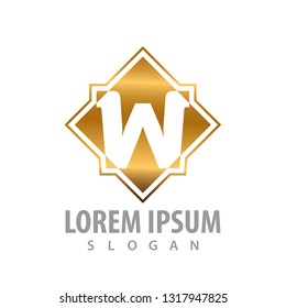 Luxury square initial letter w logo concept design. Symbol graphic template element 