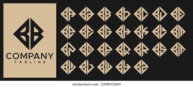 Luxury Square Brief BB B Logo Design Vorlage.