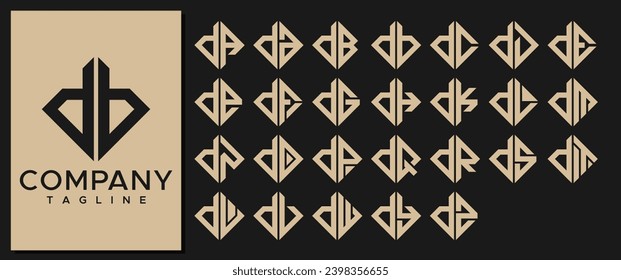 Luxury Square lowercase letter DB D logo design